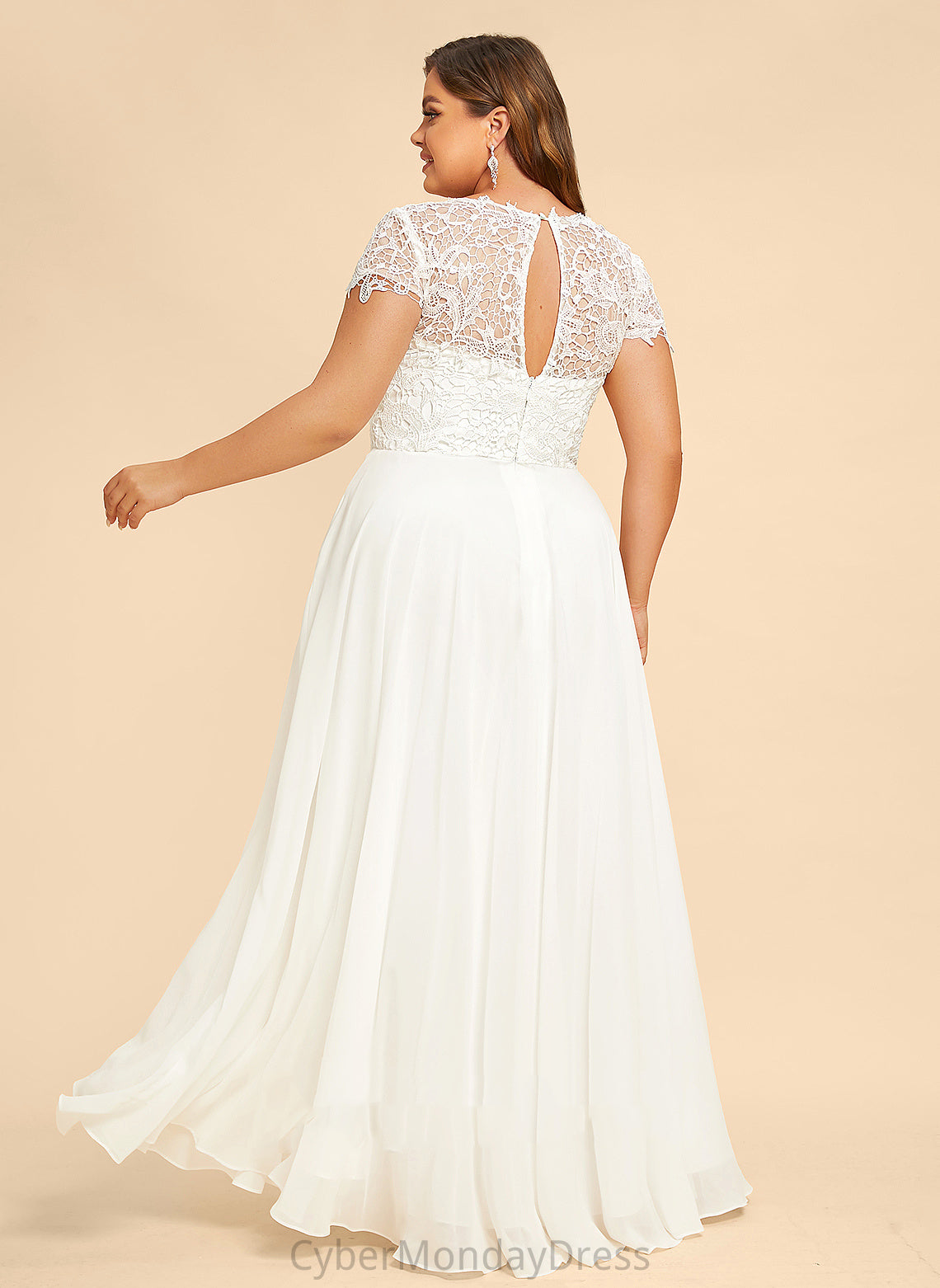 Abigail Dress Floor-Length Lace Scoop Chiffon A-Line Wedding Dresses Wedding