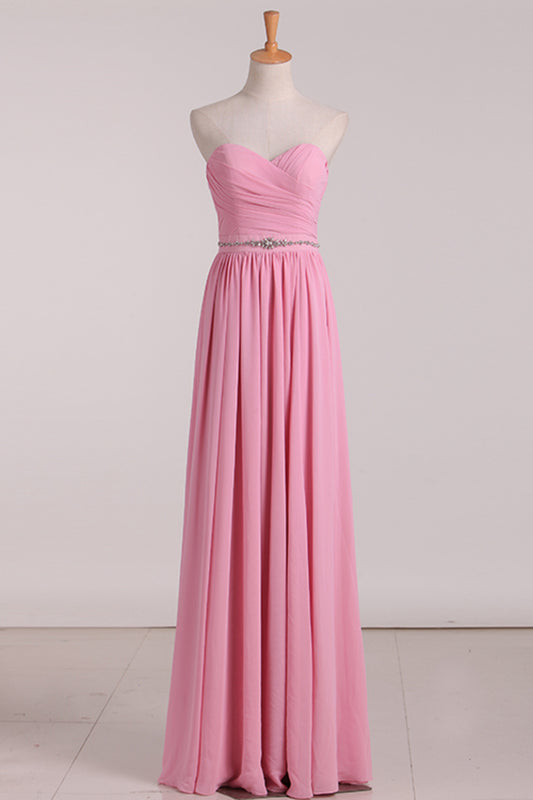 2024 New Arrival Sweetheart Bridesmaid Dresses Chiffon With Ruffles And Beads