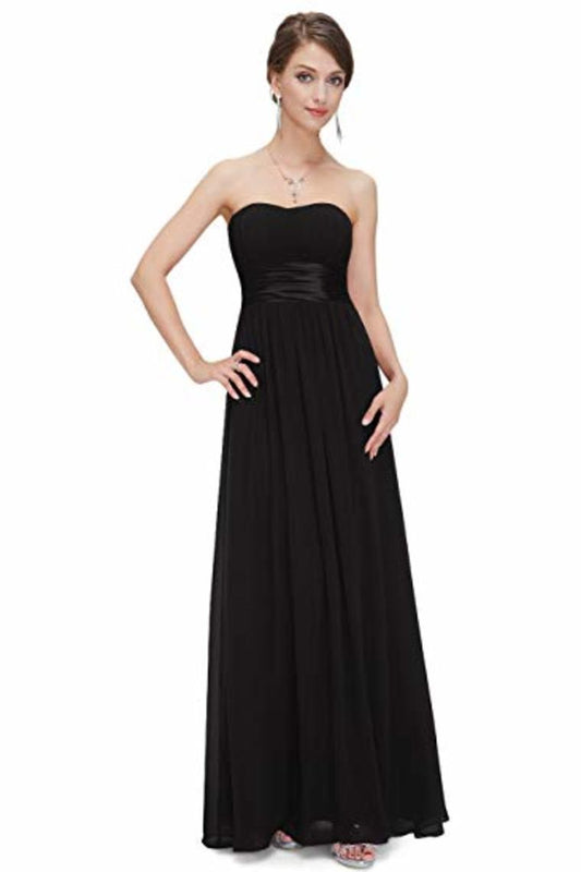 Chiffon Sweetheart Neck A Line Sleeveless Wedding Bridesmaid Long Evening Festive Party Dress