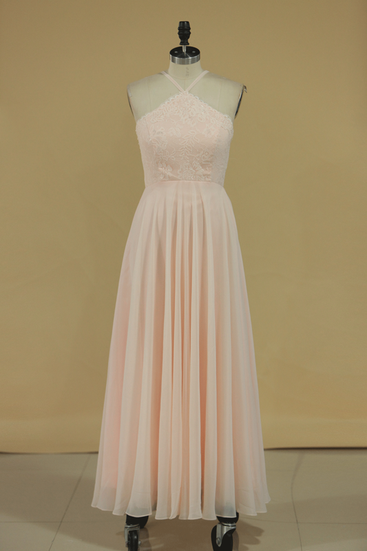 2024 Spaghetti Straps Bridesmaid Dresses Sweep Train Chiffon A Line