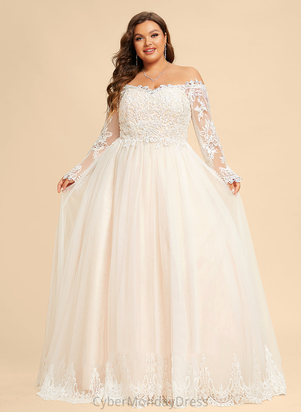 Ball-Gown/Princess Melanie Dress Tulle Off-the-Shoulder Train Chapel Lace Wedding Wedding Dresses