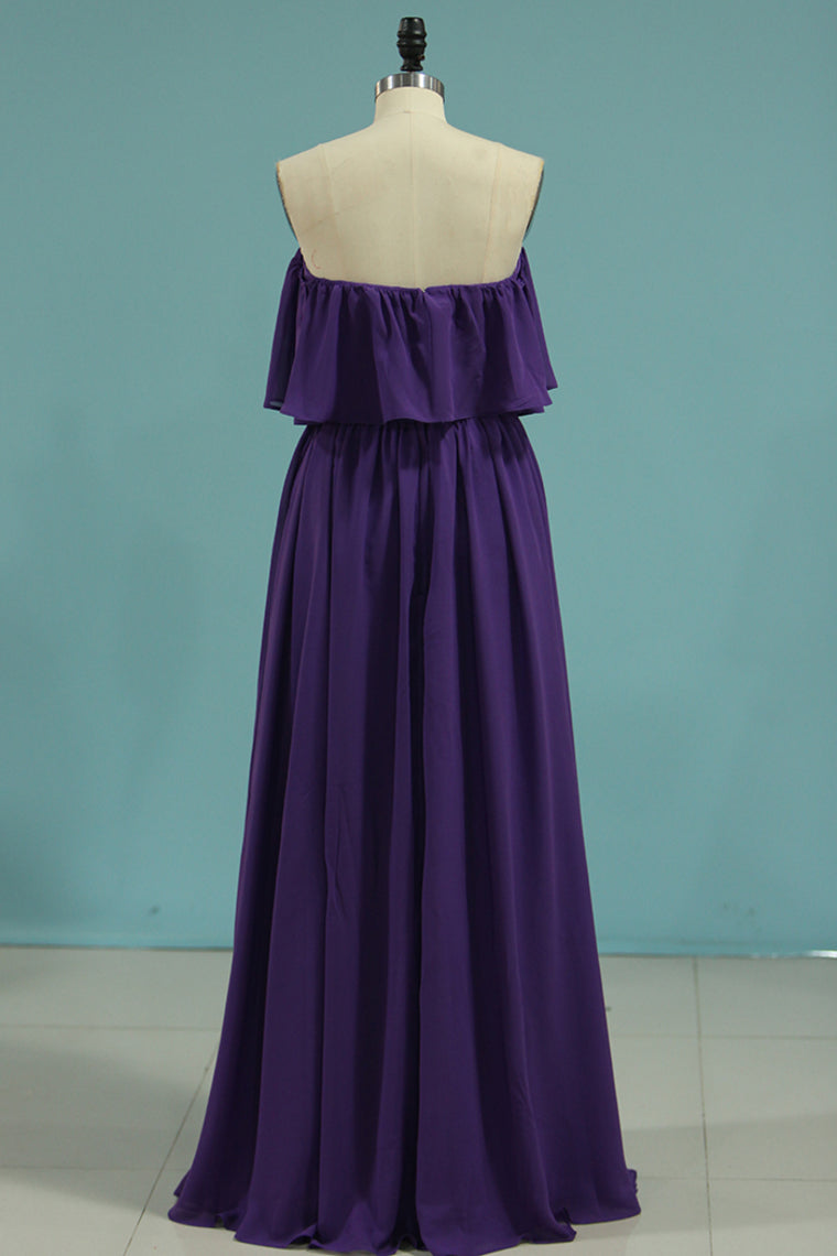 2024 Chiffon Boat Neck Bridesmaid Dresses A Line Sweep Train