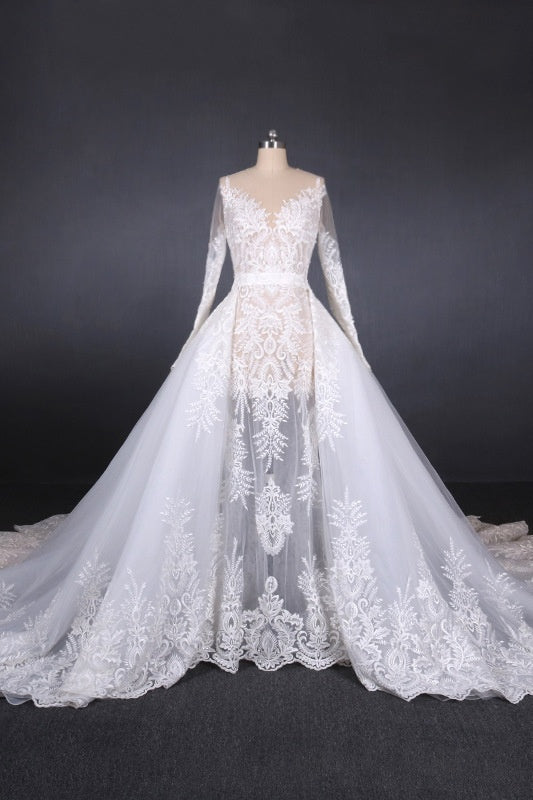 Elegant Long Sleeves Lace Wedding Dresses Beautiful Bridal Dresses