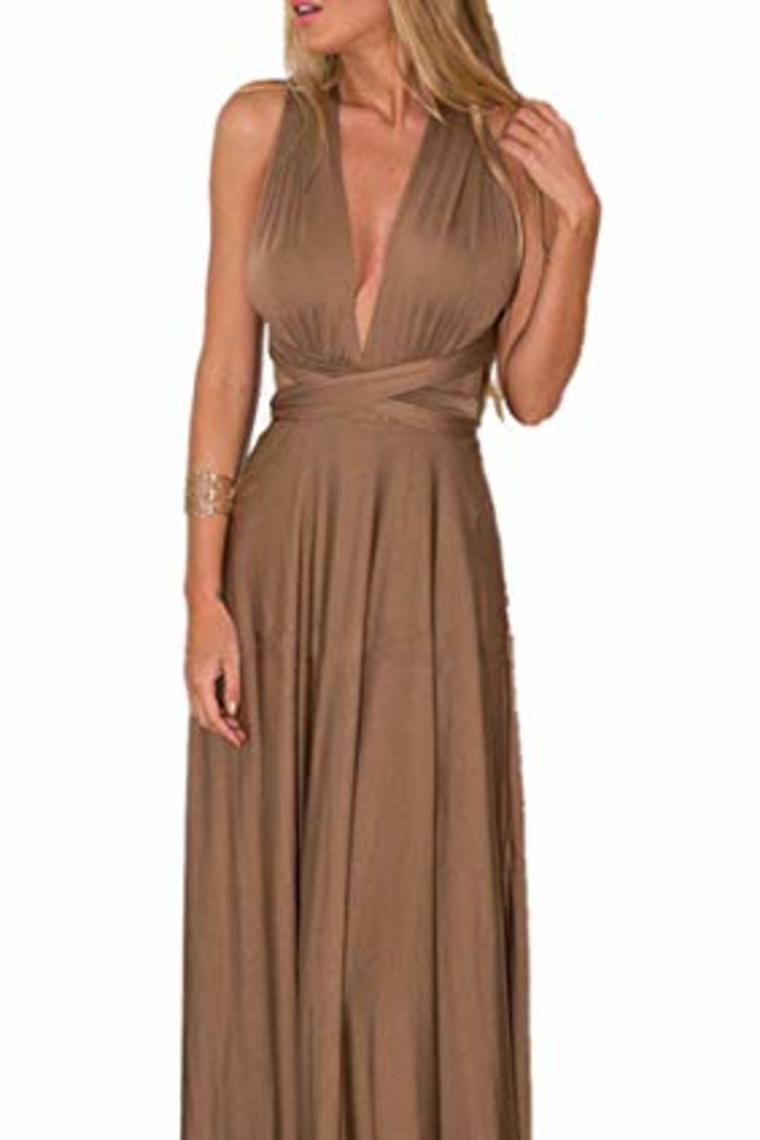 Sexy Variety-Style Elegant V-Neck Pleated Pleated Evening Sleeveless Back Cross Bridesmaid Dresses