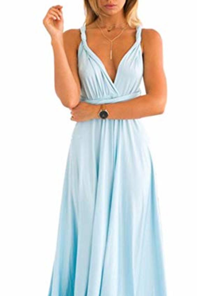 Sexy Variety-Style Elegant V-Neck Pleated Pleated Evening Sleeveless Back Cross Bridesmaid Dresses