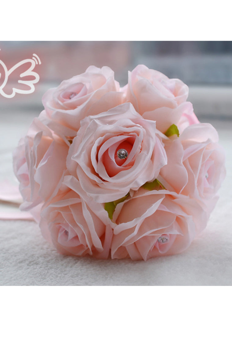 Sweet Round Artificial Silk/Rhinestone Bridesmaid Bouquets