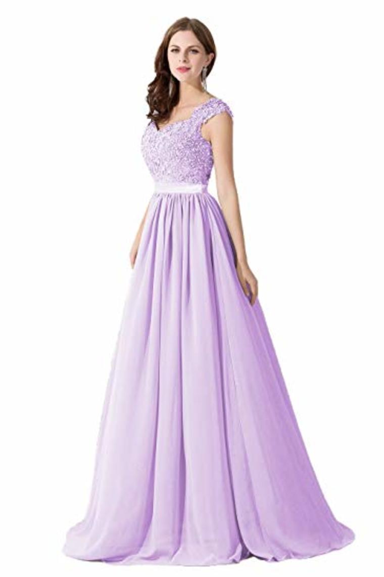 Elegant A Line Wedding Bridesmaid Chiffon Elegant Long Evening Dress