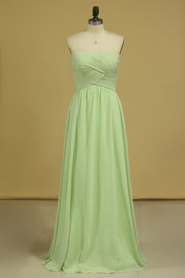 2024 Sweetheart Ruched Bodice Bridesmaid Dress A Line Floor Length Chiffon