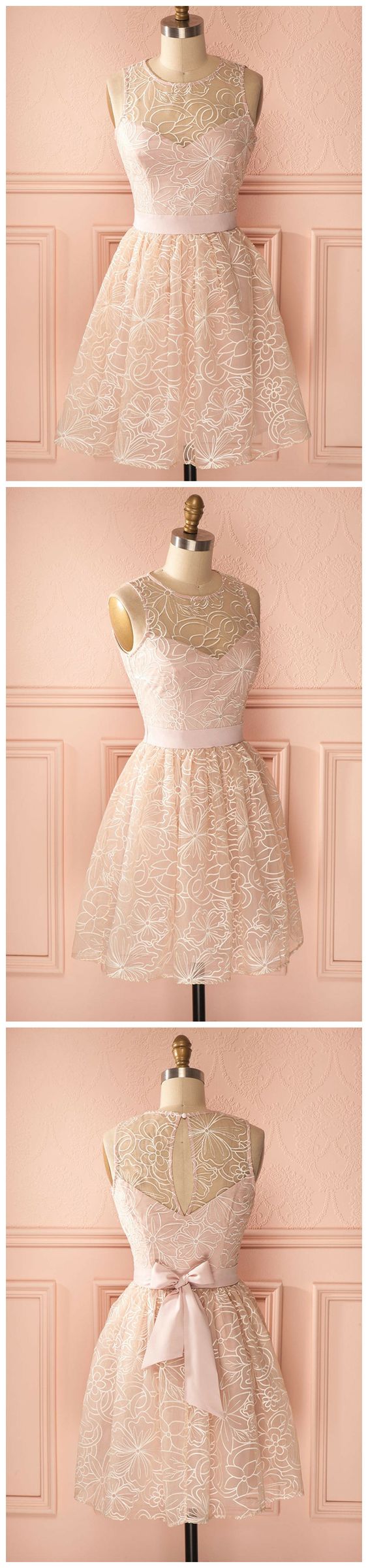 A-Line Scoop Homecoming Dresses Lace Cocktail Annika Short/Mini Dress Dress CD4614