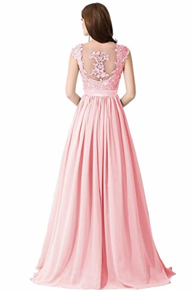 Elegant A Line Wedding Bridesmaid Chiffon Elegant Long Evening Dress