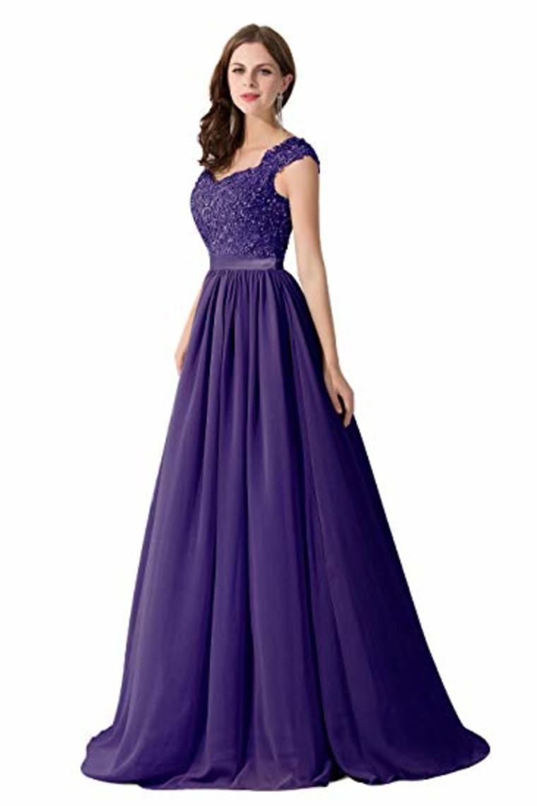 Elegant A Line Wedding Bridesmaid Chiffon Elegant Long Evening Dress