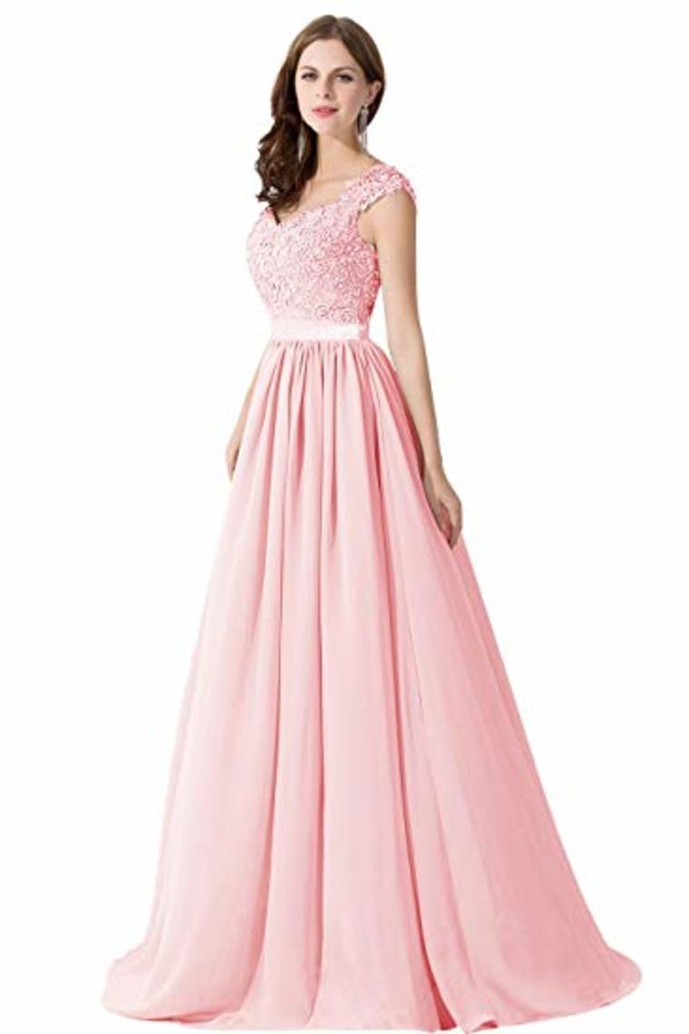 Elegant A Line Wedding Bridesmaid Chiffon Elegant Long Evening Dress