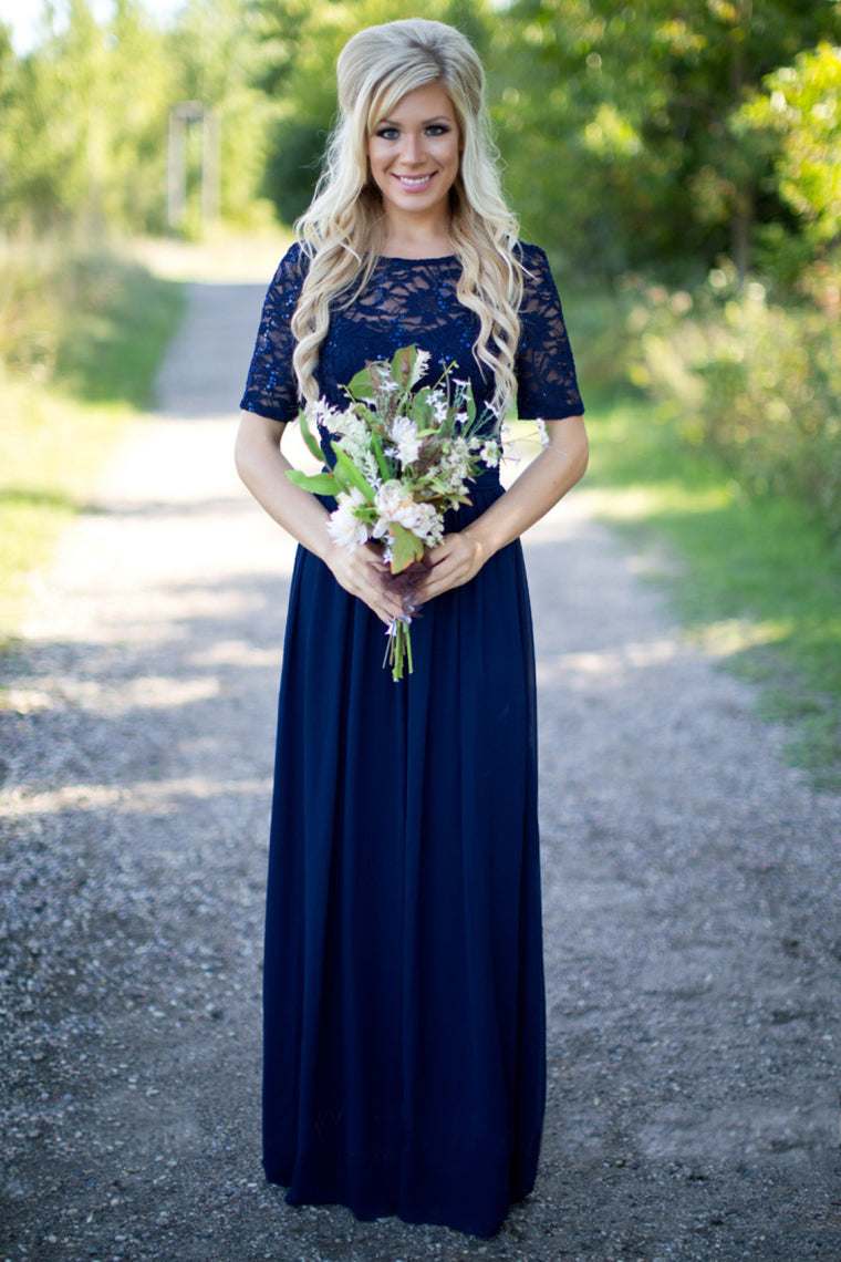 Bridesmaid Dresses Scoop A Line Chiffon & Lace Floor Length