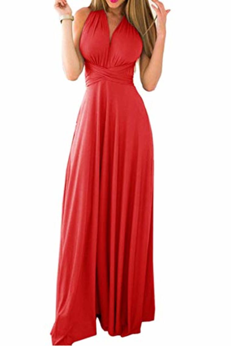 Sexy Variety-Style Elegant V-Neck Pleated Pleated Evening Sleeveless Back Cross Bridesmaid Dresses