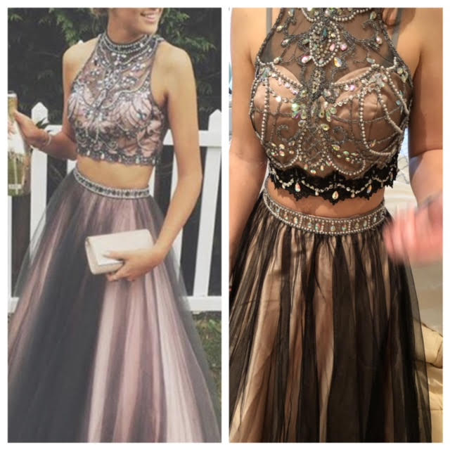 Two Piece A Line Halter Sleeveless Keyhole Back Beading Prom Dresses